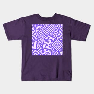 Funky Purple Tilted Squares Neo Geo Pattern Kids T-Shirt